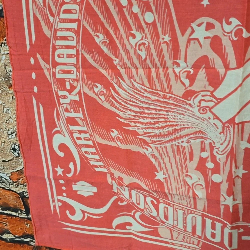Harley-Davidson Pink / Coral Bandana with White Design - Picture 4 of 8